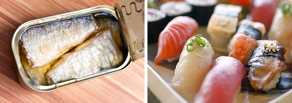 Sardinhas enlatadas vs. Sushi